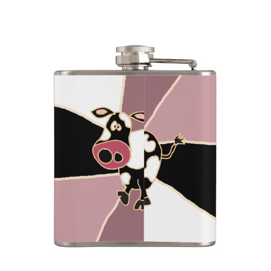 Lustige Schwarzweiss-Kuh-Kunst Flachmann (Rückseite)