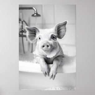 Lustige Schwein-Badezimmer-Kunst-Drucke Schwein im Poster