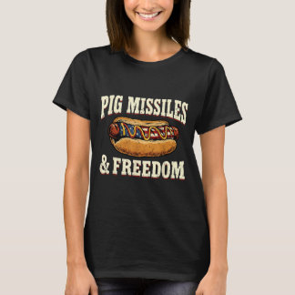 Lustige Schwein Raketen Und Freiheit 4. Juli T-Shirt