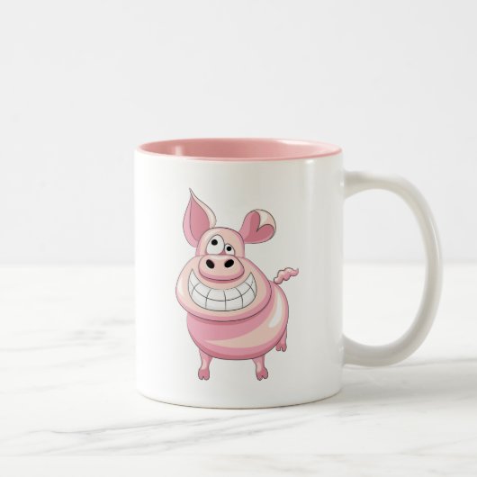 Lustige Schwein-Tasse Zweifarbige Tasse (Rechts)