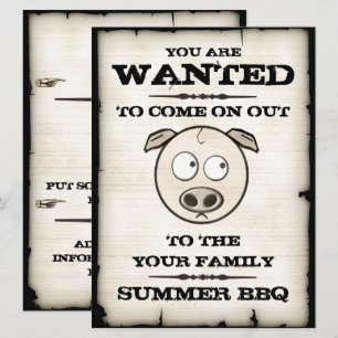 Lustige Schweinefamilien-BBQ-Einladungen Einladung