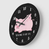 lustige Schweineliebhaber und Streichtext Große Wanduhr (Winkel)