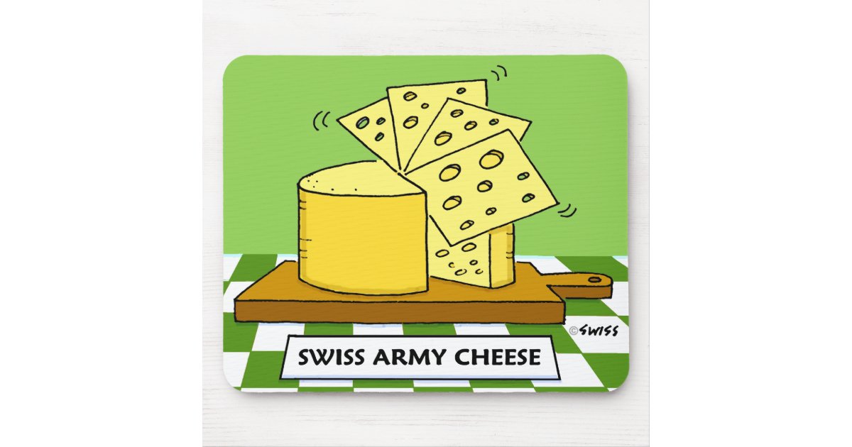 Lustige Schweizer Armee-Käse-Cartoon-Mausunterlage Mousepad | Zazzle.de