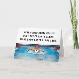 Lustige Schwimmer-Feiertags-Weihnachtskarten Feiertagskarte