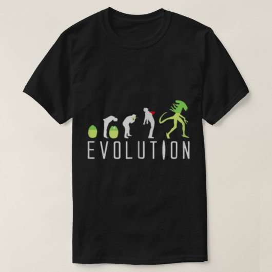 Lustige Sci-Fi-Design Alien-Evolution T-Shirt (Design vorne)
