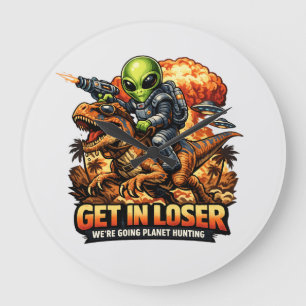 Lustige Sci-Fi-Fantasy-Meme-Kunst, Außerirdischer Große Wanduhr