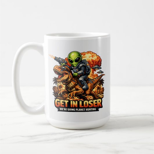 Lustige Sci-Fi-Fantasy-Meme-Kunst, Außerirdischer  Kaffeetasse (Links)