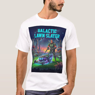 Lustige Sci-Fi-Kosmon-Rasenmäher Retro-Halfton-Com T-Shirt