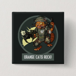 Lustige Sci-fi-Marine-Orangekatzen rocken! Katzen- Button
