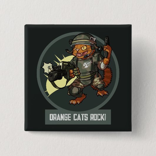 Lustige Sci-fi-Marine-Orangekatzen rocken! Katzen- Button (Vorderseite)
