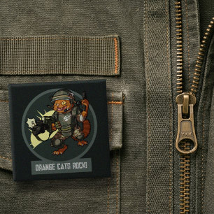 Lustige Sci-Fi-Marine-Orangene Katzen rocken! Katz Button