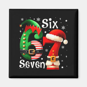 Lustige Sechs Sieben 67 Meme 6 7 Elf Santa Weihnac Magnet