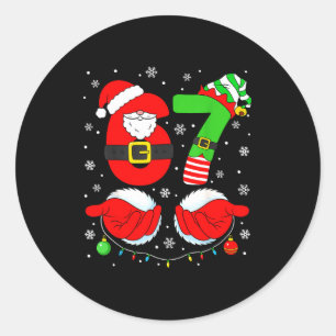 Lustige Sechs Sieben 67 Meme 6 7 Elf Santa Weihnac Runder Aufkleber