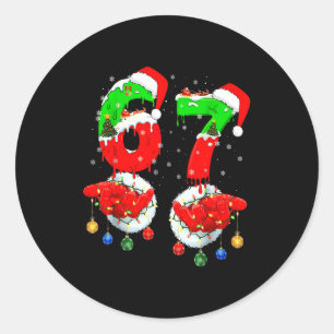 Lustige Sechs Sieben 67 Meme 6 7 Weihnachten Santa Runder Aufkleber