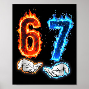 Lustige Sechs Sieben 67 Meme Hände Jungen Kinder F Poster