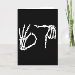 Lustige Sechs Sieben 6 7 Meme 67 Skelett Hand Hall Karte