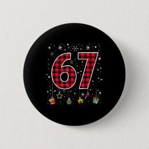 Lustige Sechs Sieben 6 7 Meme 67 Weihnachten Rot K Button