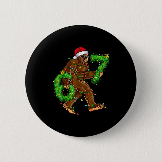 Lustige Sechs Sieben 6 7 Meme Bigfoot Weihnachts-S Button (Vorderseite)