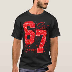 Lustige Sechs Sieben 6 7 Meme Herzen Cupid Valenti T-Shirt