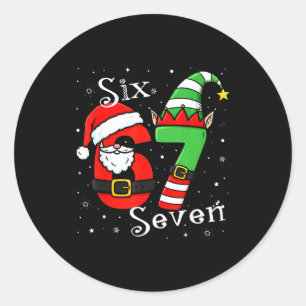 Lustige Sechs Sieben 6 7 Meme Weihnachten Santa El Runder Aufkleber