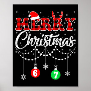 Lustige sechs sieben Frohe Weihnachten Pyjamas Rot Poster
