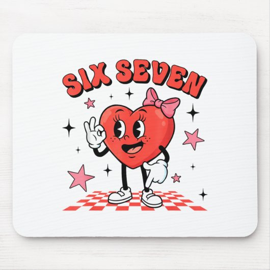 Lustige Sechs Sieben Süße Herz 67 Meme Valentinsta Mousepad (Vorne)