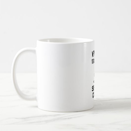 Lustige Second Coffee Zitat Minimal Line Art Tasse (Links)