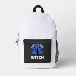 Lustige Sei keine grundlegende Hexe Halloween-Desi Bedruckter Rucksack