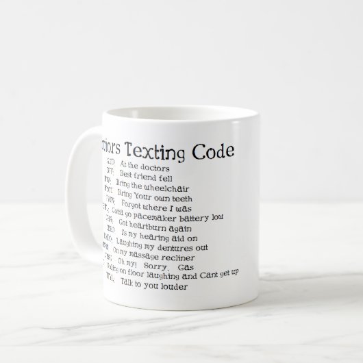 lustige Senioren simsen Code Kaffeetasse (Vorderseite Links)