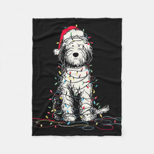 Lustige Sheepadoodle-Weihnachtsgrafiken Hundelicht Fleecedecke