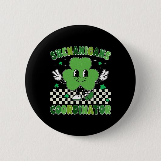 Lustige Shenanigans-Squad-Lehrer Retro St. Patrick Button (Vorderseite)
