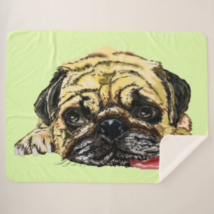 Lustige Sherpa-Decke mit Pug-Hund - Ihre Farben Sherpadecke