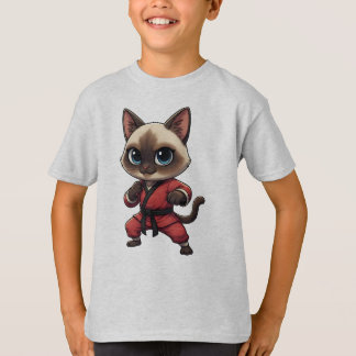 Lustige siamesische Kung-Fu-Katze, Kampfkunst der T-Shirt