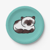 lustige siamische Katze Pappteller (Vorderseite)