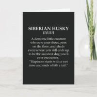 Lustige Sibirische Husky-Karten Schwarzer und Weiß