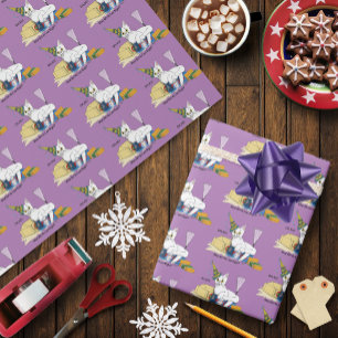 Lustige Silvester Nachwehen Weiße Katze Geschenkpapier