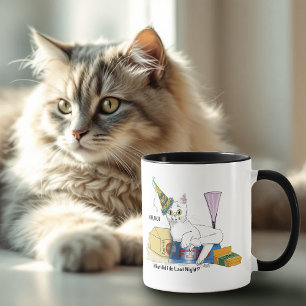 Lustige Silvester Nachwehen Weiße Katze Tasse