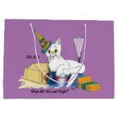 Lustige Silvesterfolgen Weiße Katze Große Geschenktüte (Rückseite)