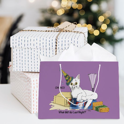 Lustige Silvesterfolgen Weiße Katze Große Geschenktüte