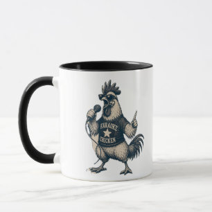 Lustige singende Hahn Vintage-Musik-Illustration Tasse