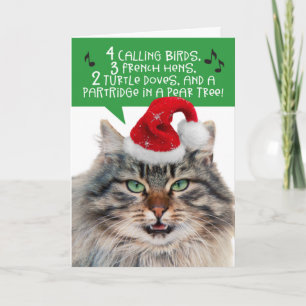 Lustige singende Katze - Die 12 Weihnachtstage Feiertagskarte