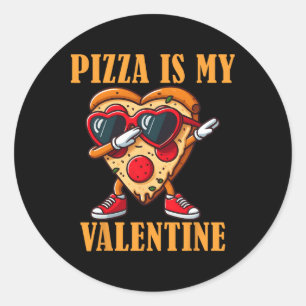 Lustige Singles Pizza Slice Dabbing Valentinstag Runder Aufkleber