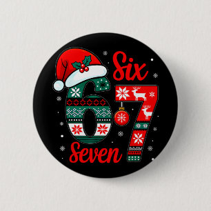 Lustige Six Seven 67 Meme 6 7 Weihnachts-Pyjamas f Button