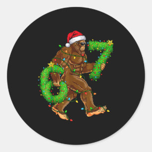 Lustige Six Seven 6 7 Meme Bigfoot Weihnachtsshirt Runder Aufkleber