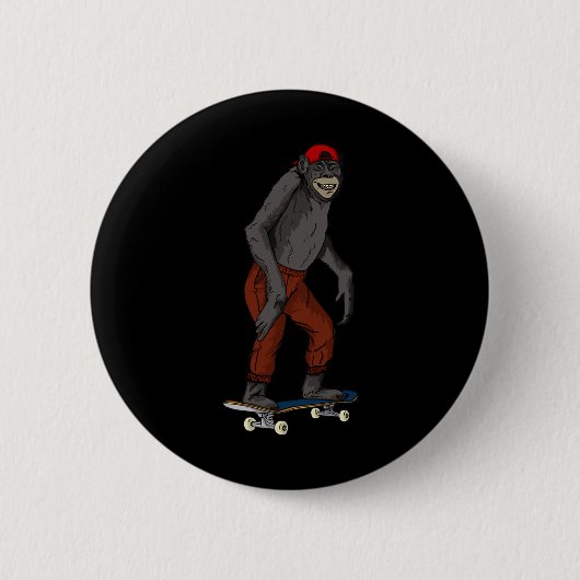 Lustige Skateboard-Affen-Geschenkidee 4 Skate And Button (Vorderseite)