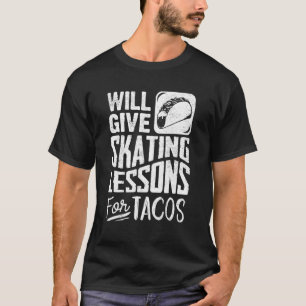 Lustige Skateboard- und Taco-Grafik Frauen und Män T-Shirt