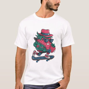 Lustige Skateboarderbeere coole Erdbeere T-Shirt