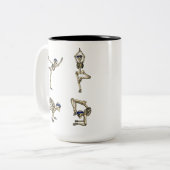 Lustige Skeleton Yogaworkout-Posen Halloween Zweifarbige Tasse (Vorderseite Links)