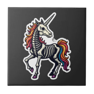 Lustige Skelett-Einhorn-Liebhaber Gruselige Hallow Fliese