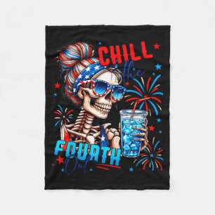 Lustige Skelett-Flagge 4. Juli süß chill theFunn Fleecedecke